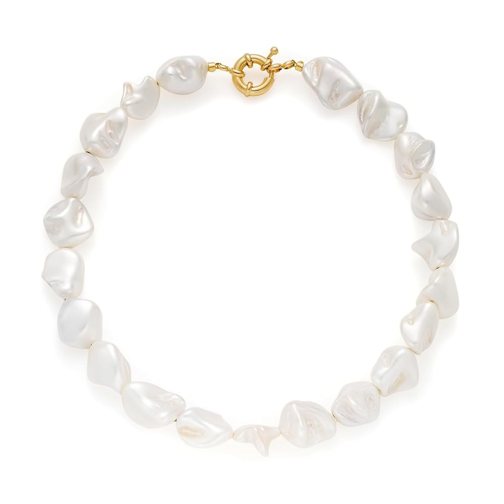 LILIE&WHITE Shell Necklace For Women White Chunky Shell Gemstone Necklace Colorful Summer Beach N... | Amazon (US)