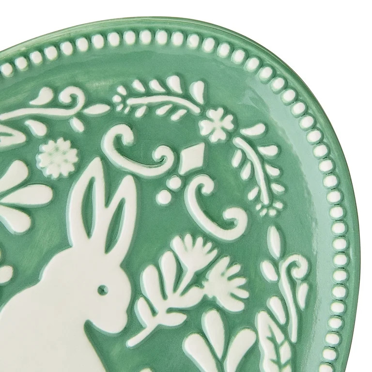 Dolomite Oval Bunny Plate Decoration, Green and White, 6.5" x 8", Easter by Way To Celebrate | Walmart (US)