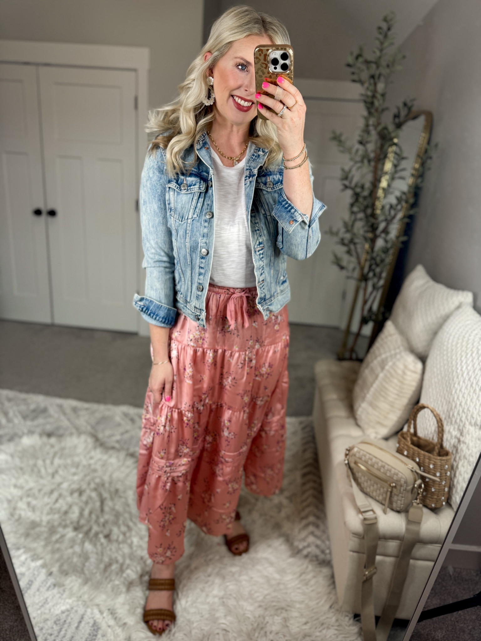 Daily try on, time and tru, Walmart outfit, Walmart fashion, Walmart try on, floral skirt, old navy jean jacket 

Medium in all 3 items! 

#LTKSeasonal #LTKsalealert #LTKfindsunder50