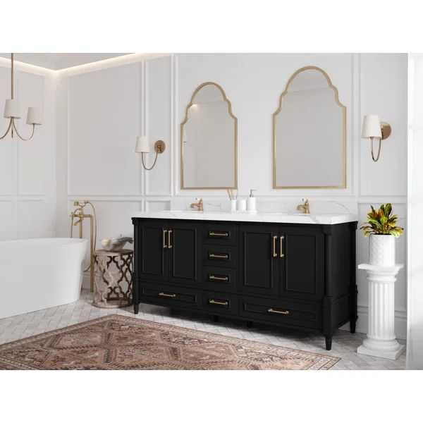 Aberdeen 72'' Free Standing Double Bathroom Vanity with Quartz Top | Wayfair North America