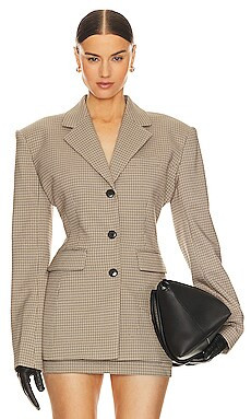 Helsa Plaid S Curve Jacket in Cafe Plaid from Revolve.com | Revolve Clothing (Global)