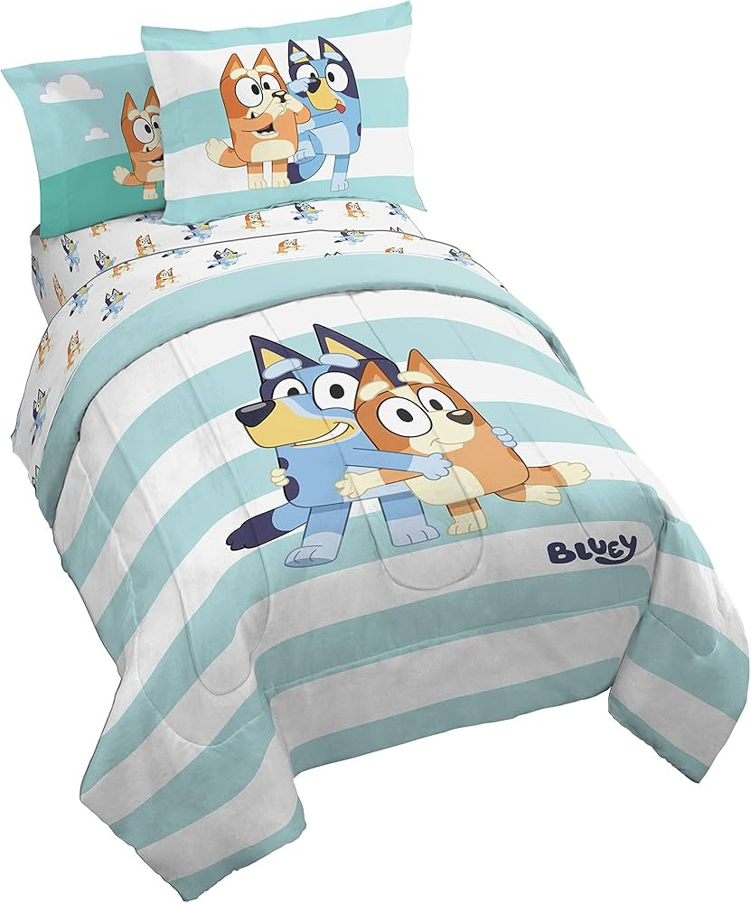 Jay Franco Bluey & Bingo 5 Piece Twin Size Bed Set - Includes Comforter & Sheet Set - Super Soft ... | Amazon (US)