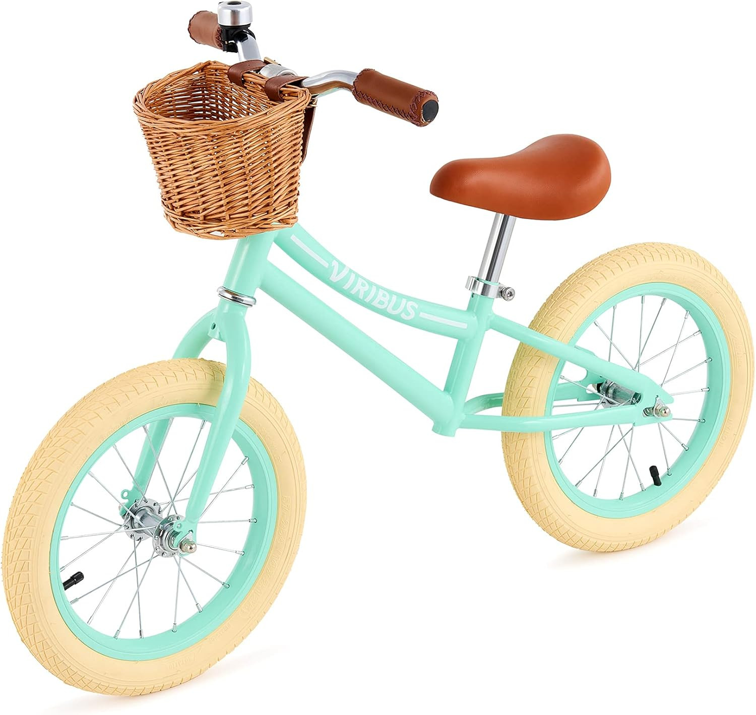 Viribus 14" Kids Balance Bike with Basket Bell & Rubber Tires, Adjustable Training Balance Bike for  | Amazon (US)