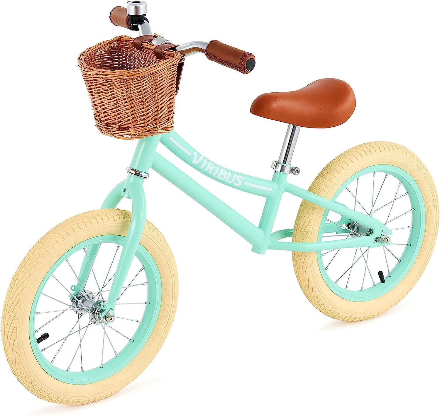 Viribus 14" Kids Balance Bike with Basket Bell & Rubber Tires, Adjustable Training Balance Bike for  | Amazon (US)