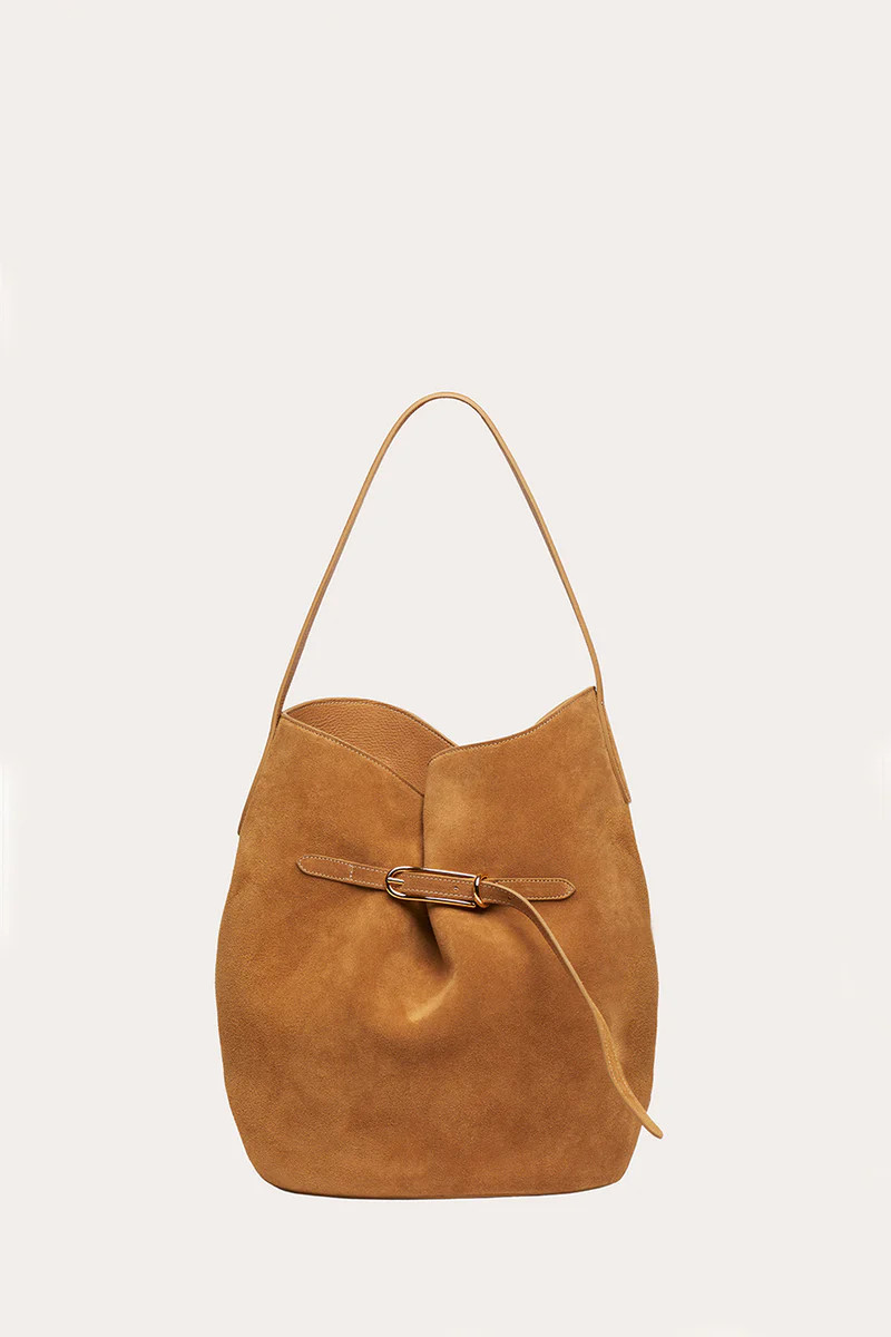 Belted Bucket Bag Large Rhum Suede | LITTLE LIFFNER