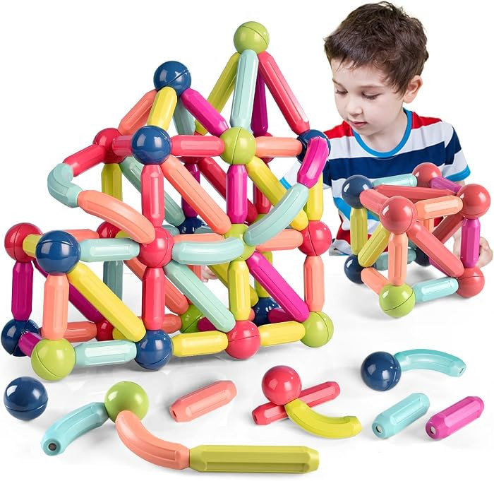 Magnetic Balls and Rods Set, Magnet Building Set, Magnetic Balls and Sticks - Featuring Safe, Ext... | Amazon (US)