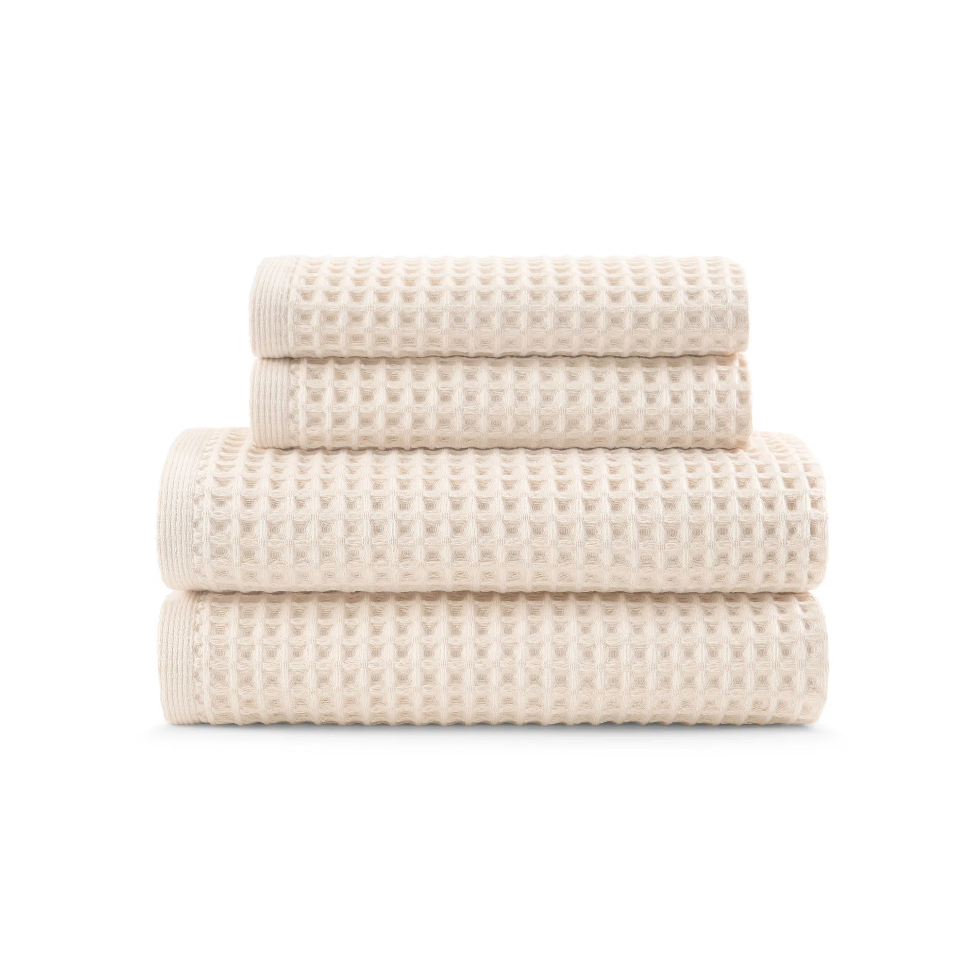 DKNY Pure Yarn Dyed Waffle Unbleached Cotton Bath And Hand Towel 4-Piece Set Natural | Wayfair North America