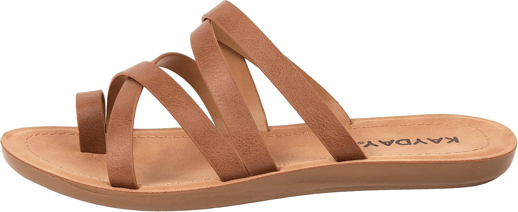 Womens Sandals Comfortable Slip On Flat Cross bands Toe Ring Fashion Flats HERO | Amazon (US)