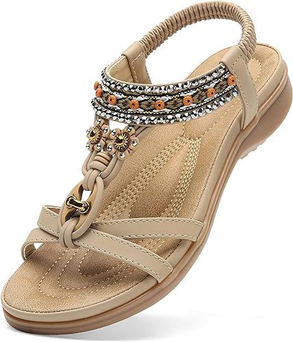 Littleplum Womens Sandals Arch Support Summer Beach Sandals Comfort Walking Shoes Bohemian Flip F... | Amazon (US)