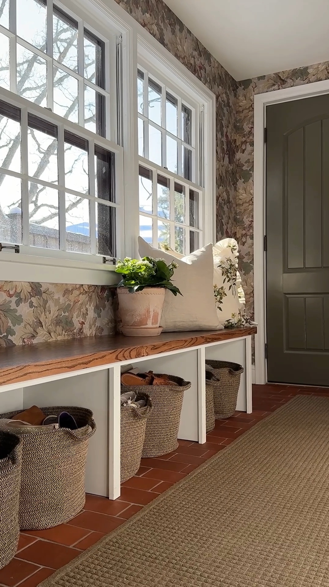 Mudroom wallpaper is from Sandberg. Linking what I can. This water hog rug is a must for snowy + rainy climates. It looks nice but is super practical. We hose off and dry in the summer and looks good as new! 

#LTKStyleTip #LTKHome #LTKFamily