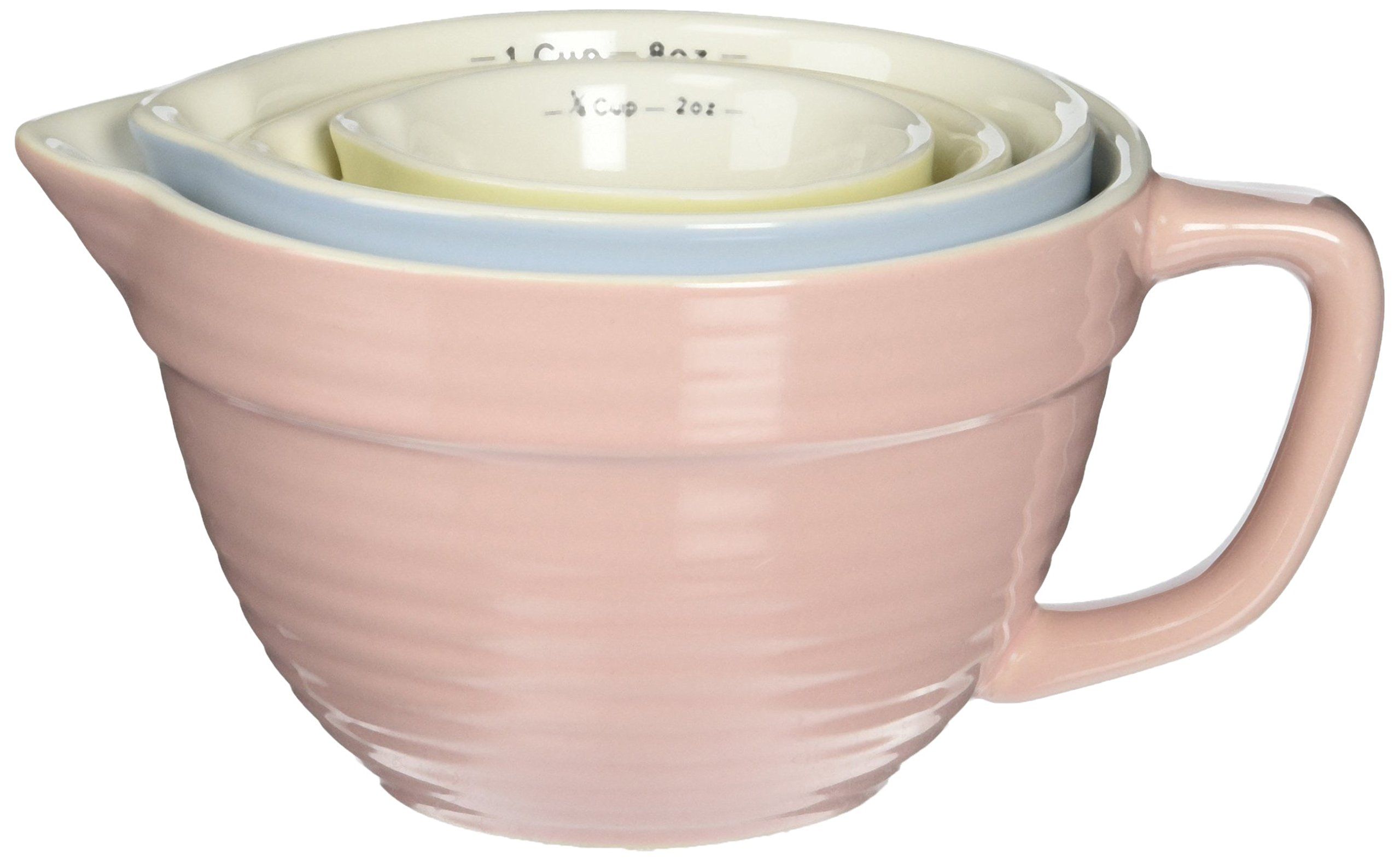 Creative Co-Op Set of 4 Batter Bowl Shaped Measuring Cups in Pink, Blue, Green & Yellow | Amazon (US)