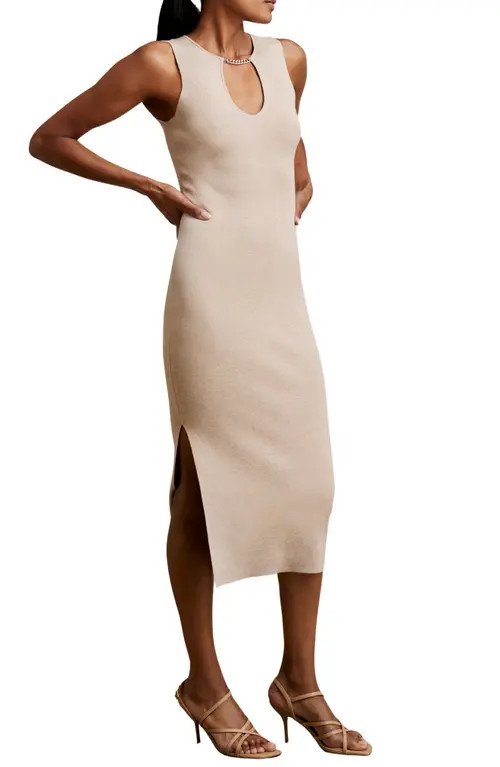 Reiss Nola Sleeveless Midi Sweater Dress in Neutral at Nordstrom, Size Medium | Nordstrom