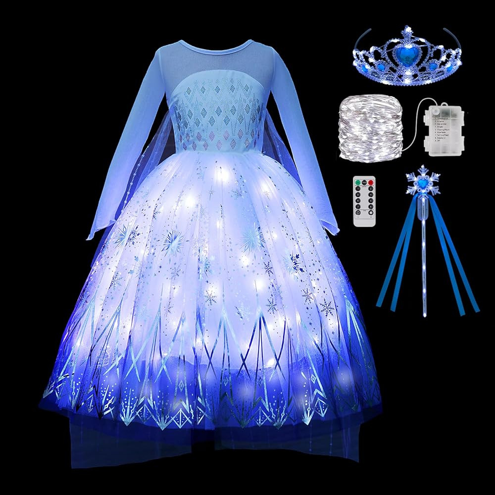 Light Up Princess Costume Dress for Girls Halloween Birthday Party Outfit Cosplay Dress Up for Ki... | Amazon (US)