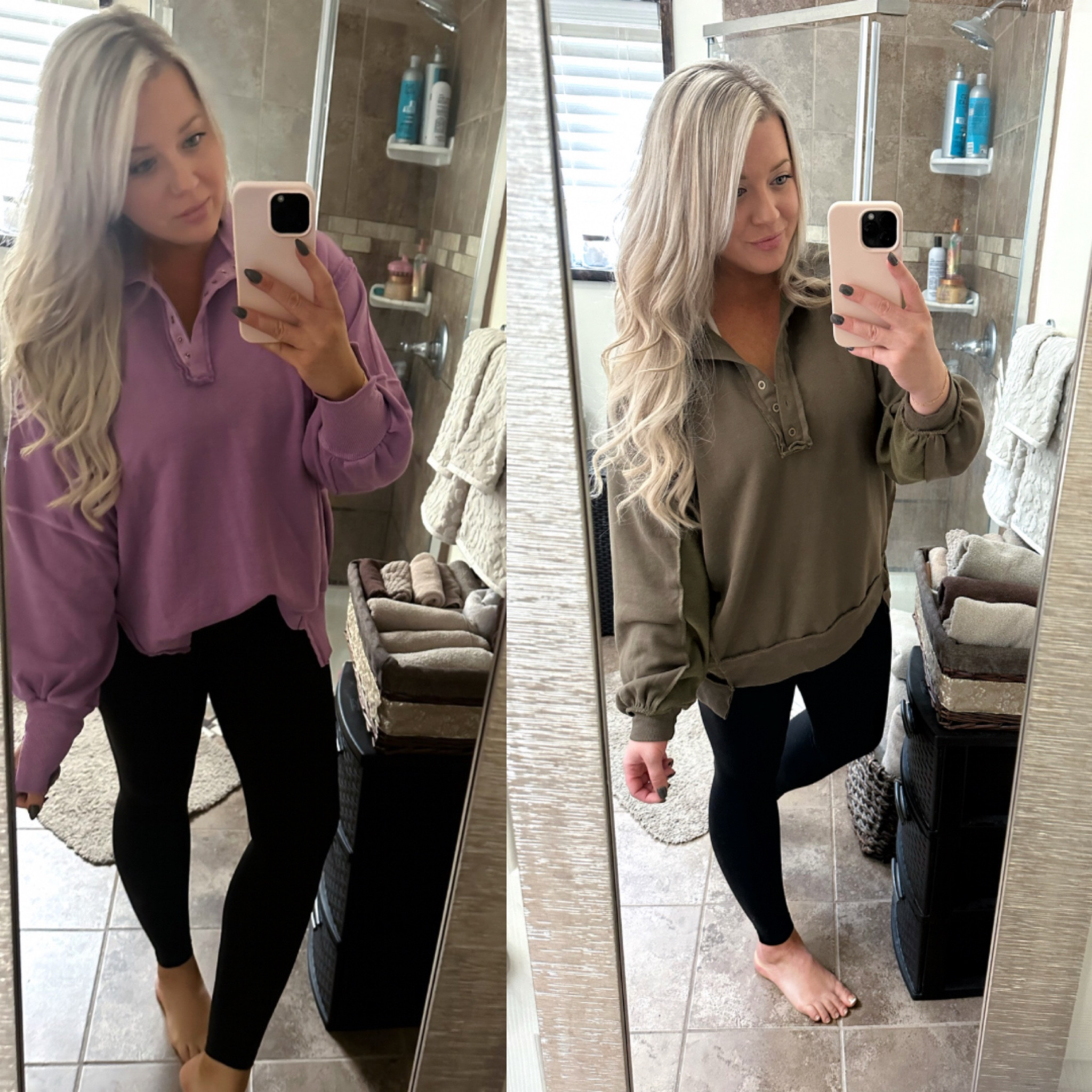 GOOD DUPE ALERT!!! While they’re not identical, this is definitely one of the CLOSEST to FP dupes I’ve found! (Left is FP; Right is Amazon.) The raw hem and ballooned sleeves, while having the same length is super appreciated by this FP fan. Though the cut isn’t exactly the same, I can appreciate that is lays nicely and has the more oversized look FP girlies love! I’m wearing a S in the FP one but sized up to a L in the Amazon one after reading the reviews. Perfect, oversized fit I was looking for! 

#LTKFindsUnder50