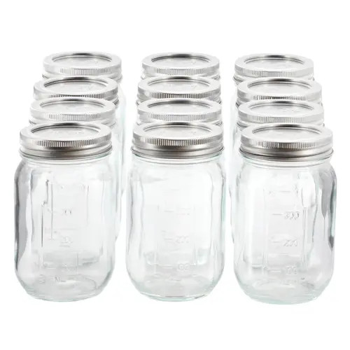 Gibson Home 12 Piece 16 Ounce Glass Canning Jars in Clear at Nordstrom | Nordstrom