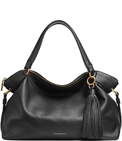 Donna Karan Glenwood Hobo Satchel Bag - Black/Gold | Dillard's