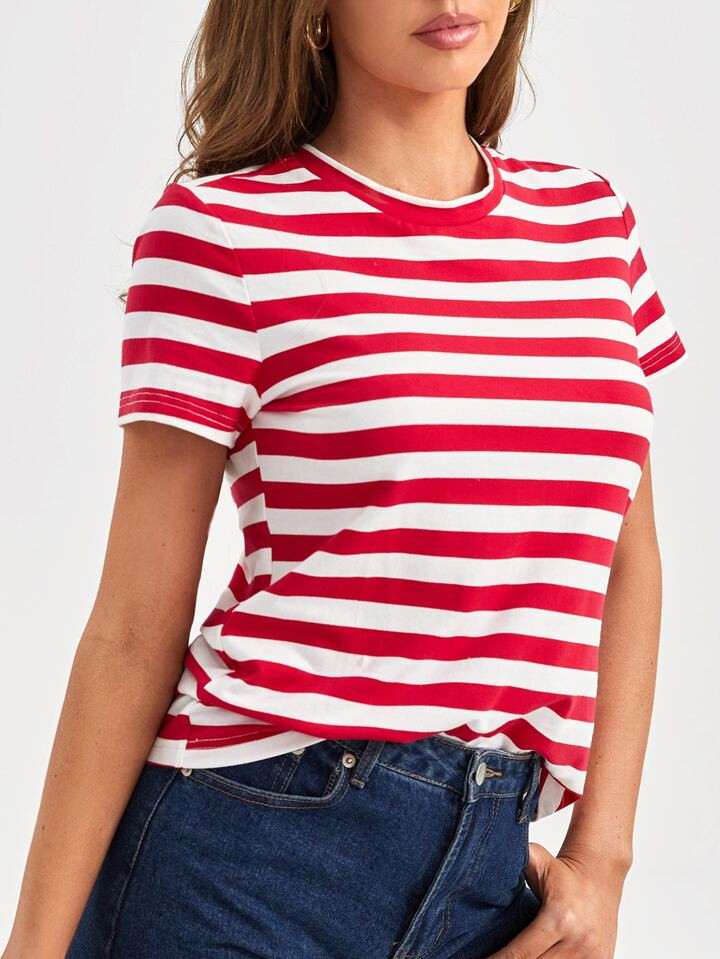 SHEIN Tall Listrado ocasional Camiseta | SHEIN