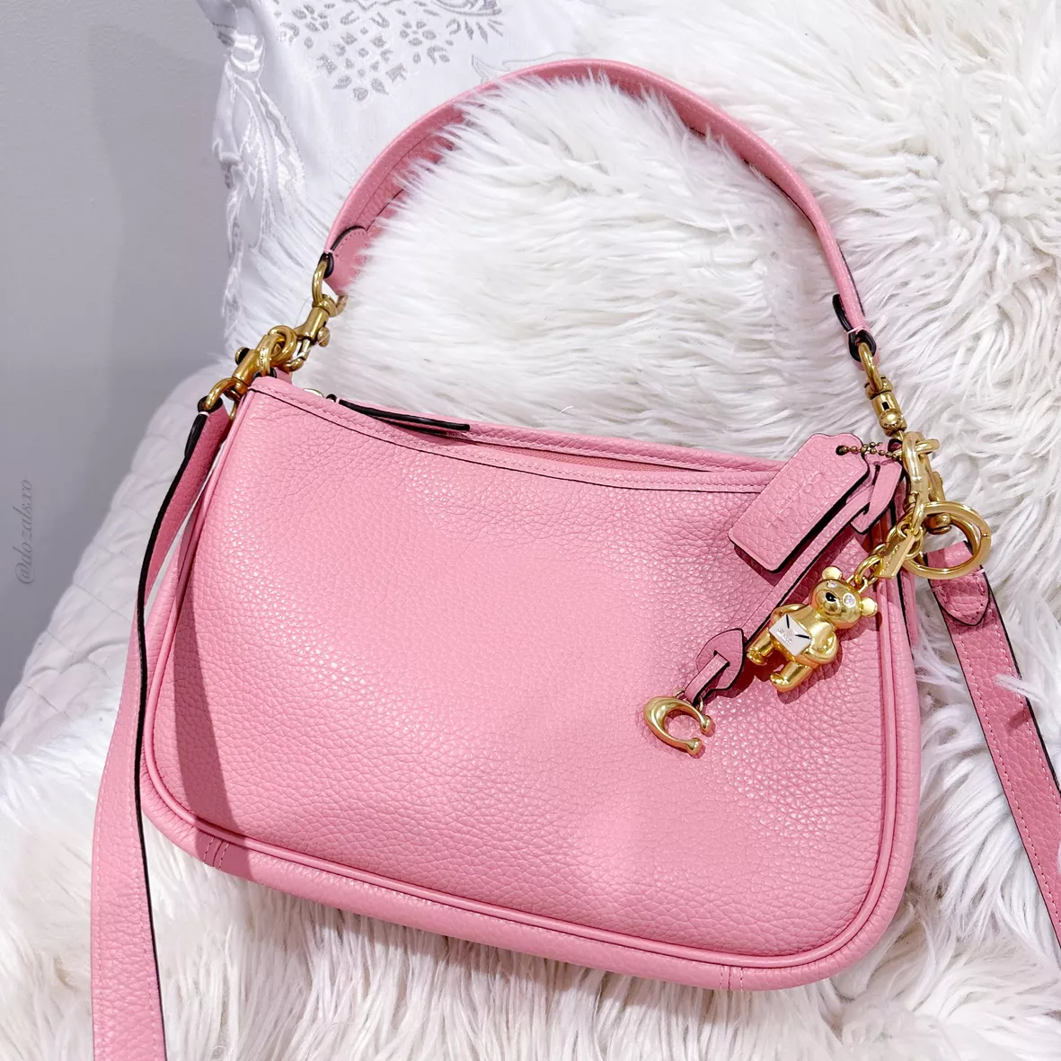 COACH Soft Pebble Leather Cary Shoulder Bag in Pink