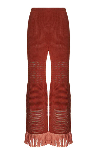 Carisa Fringed Cotton-Knit Flared Pants | Moda Operandi (Global)