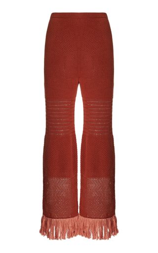Carisa Fringed Cotton-Knit Flared Pants | Moda Operandi (Global)