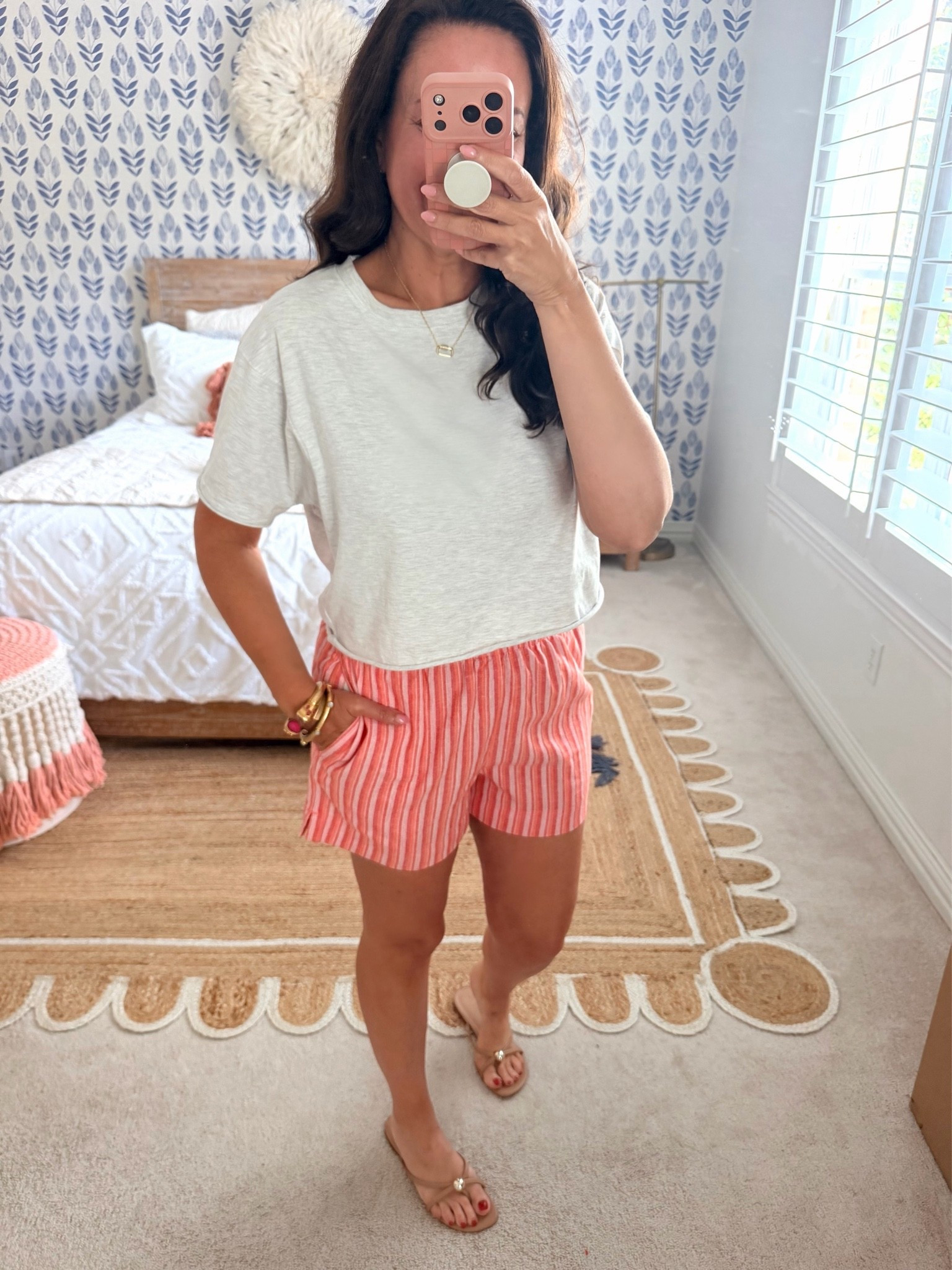 Casual summer fit!
Linen pull on shorts come in lots of color options. Wearing a medium. 50% off makes them $11.99
Cute cropped tee in size small.
Comfy, cute summer fit!
.

#LTKootd #LTKSeasonal #LTKSaleAlert