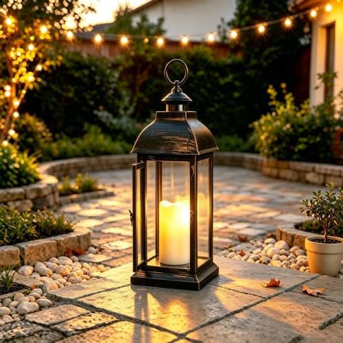 Decorative Lantern with flameless LED Candle Light, Outdoor/Indoor LED Lantern, The Door-Open H16... | Amazon (US)