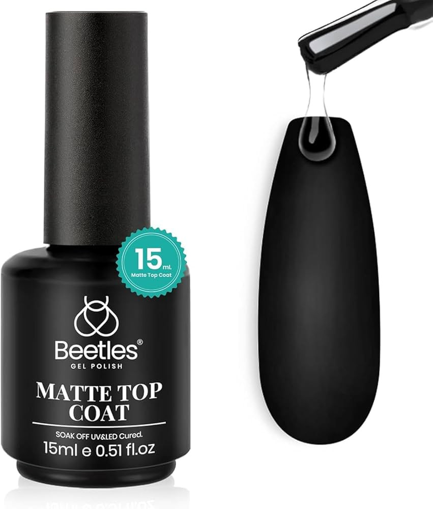Beetles Matte Gel Top Coat for Gel Nail Polish,15ML Chrome Proof Matte Top Coat No Wipe Powder-Re... | Amazon (US)