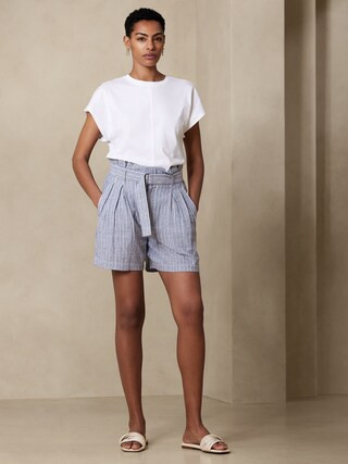 Linen-Blend Paperbag Short | Banana Republic Factory