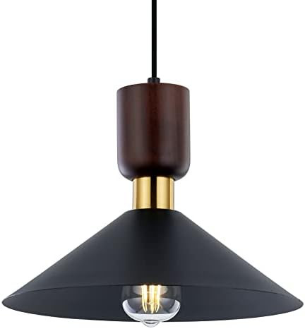 Wooden Pendant Lighting Fixtures, Modern Matte Black Hanging Chandelier, for Kitchen Island, Dining  | Amazon (US)