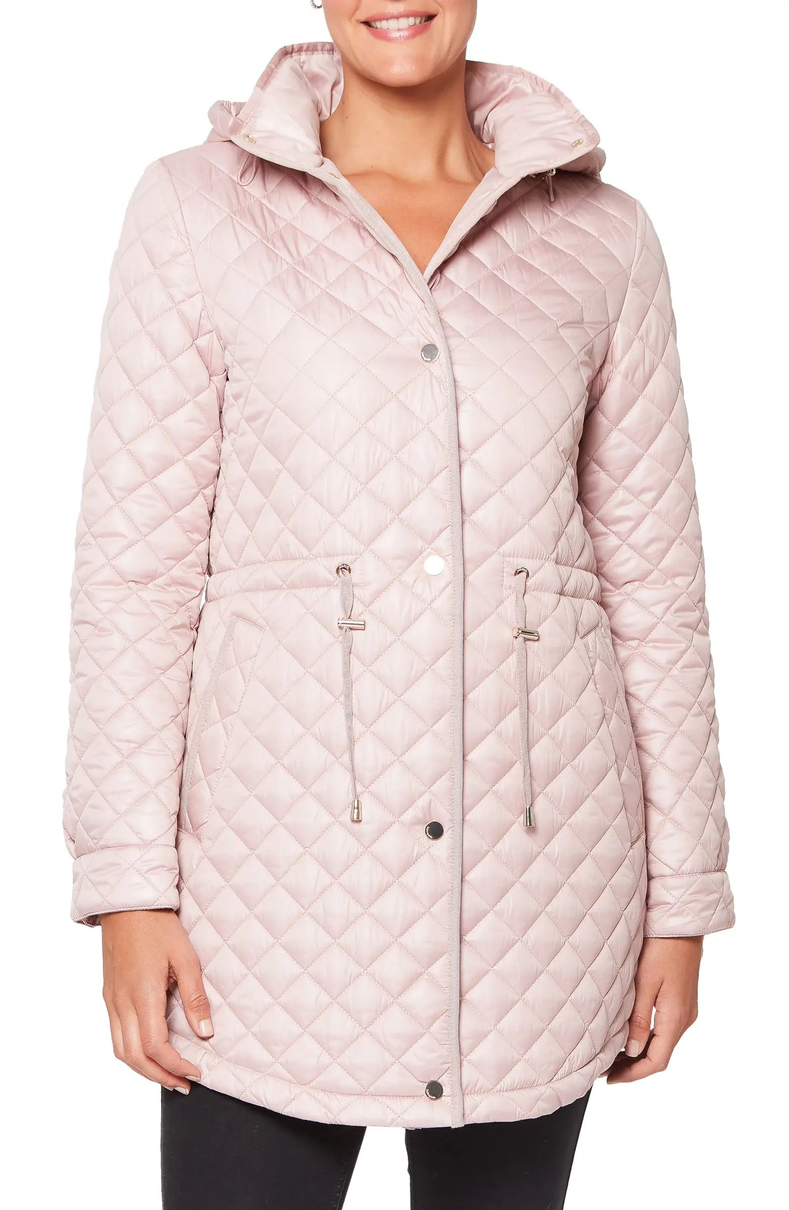 diamond quilted coat with removable hood | Nordstrom