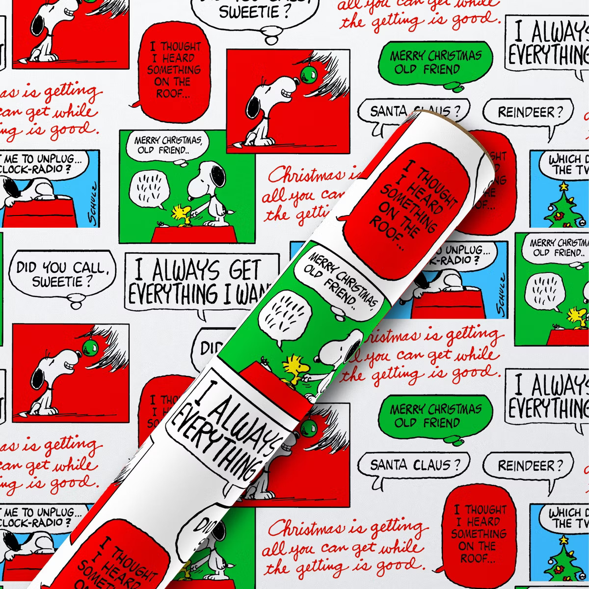 American Greetings 30" 25 sq ft White Kraft Peanuts Comic Strip And Handwritten Note Gift Wrap | Target