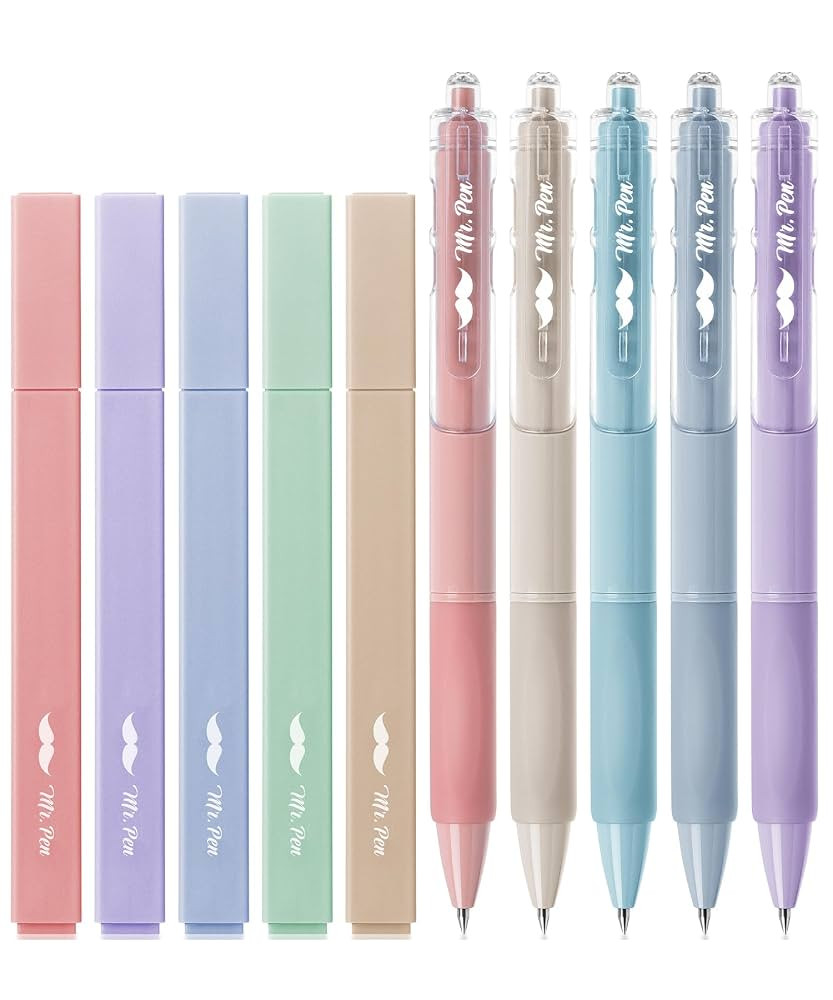 Mr. Pen- Aesthetic Highlighters and Gel Pens, 10 Pack, Pastel Colors No Bleed Bible Highlighters,... | Amazon (US)