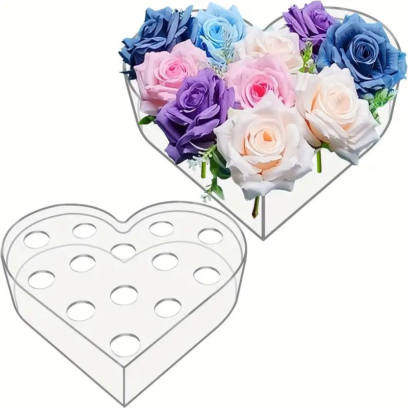 1pc Love Heart Clear Acrylic Flower Vase - 13 Hole Decorative Centerpiece for Weddings, Parties, ... | Temu Affiliate Program
