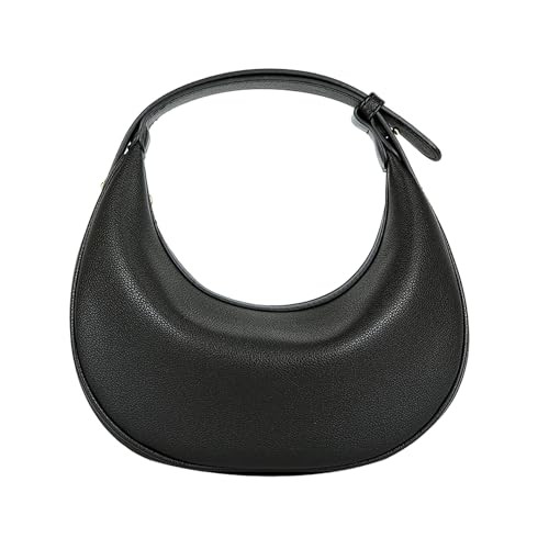 Buric Crescent Shoulder Bag for Women,Fashion Trendy Hobo Tote Handbag,Adjustable Shoulder Strap Cross Body Bag For Woman,Pu Leather Cute Clutch Purse with Zipper Closure (Black) | Amazon (US)