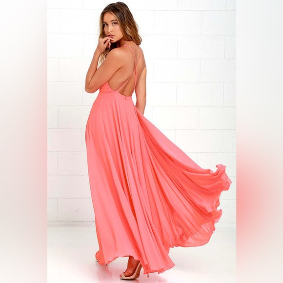 Lulus Mythical Kind of Love Coral Pink Maxi Dress - Size XS | Poshmark