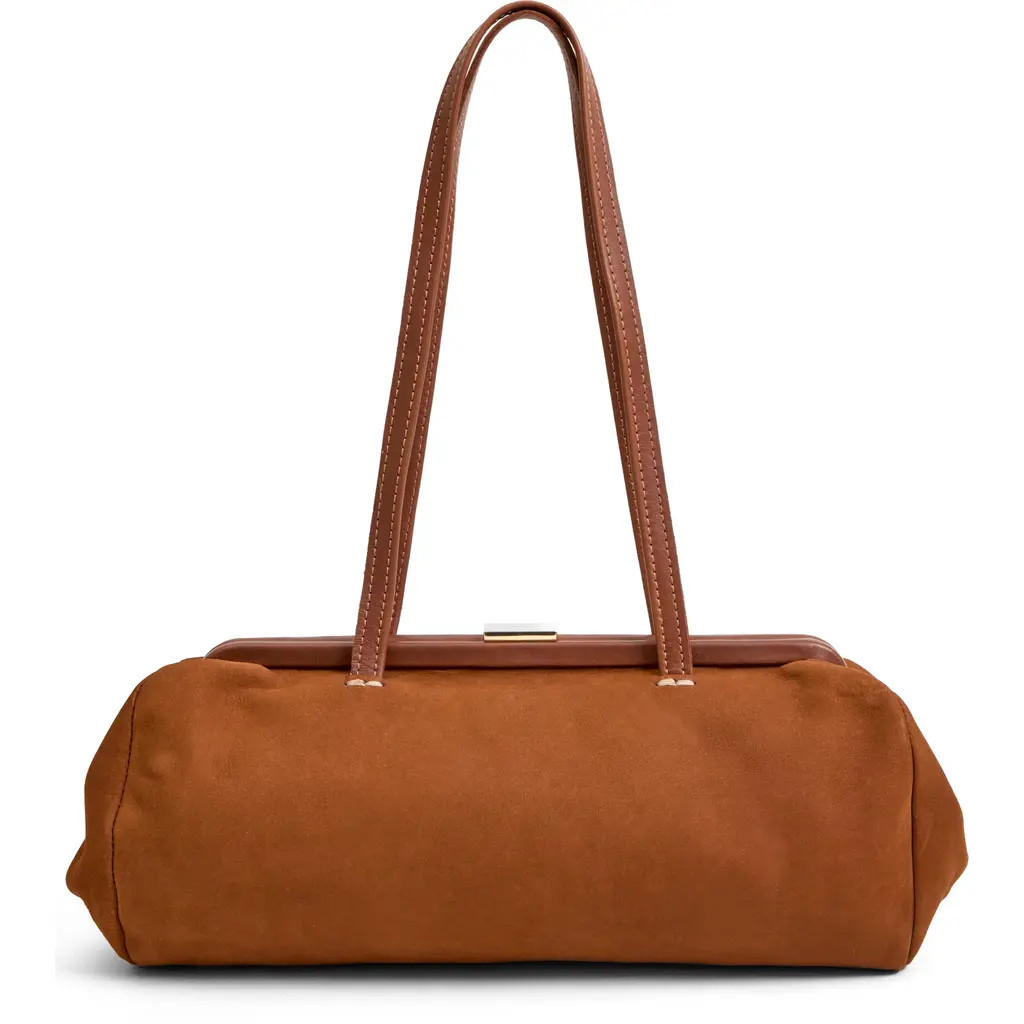 Clare V. Yvette Nubuck Leather Shoulder Bag in Hazelnut at Nordstrom | Nordstrom