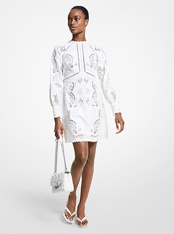 Floral Embroidered Hemp Mini Dress | Michael Kors US