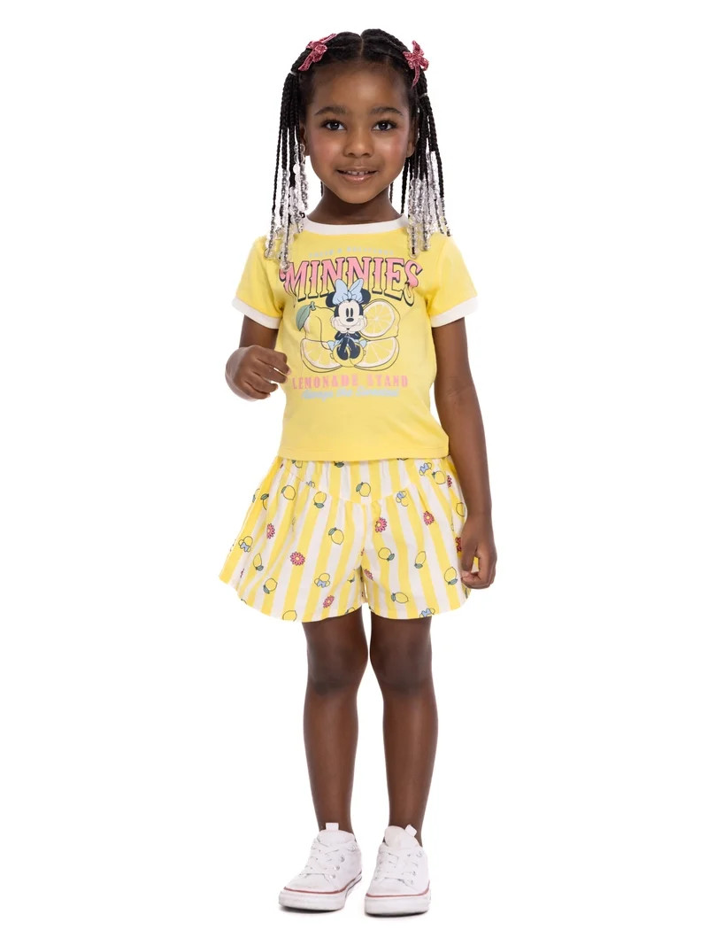 Minnie Mouse Toddler Girls Graphic Tee and Print Shorts Set, 2-Piece, Sizes 12M-5T | Walmart (US)