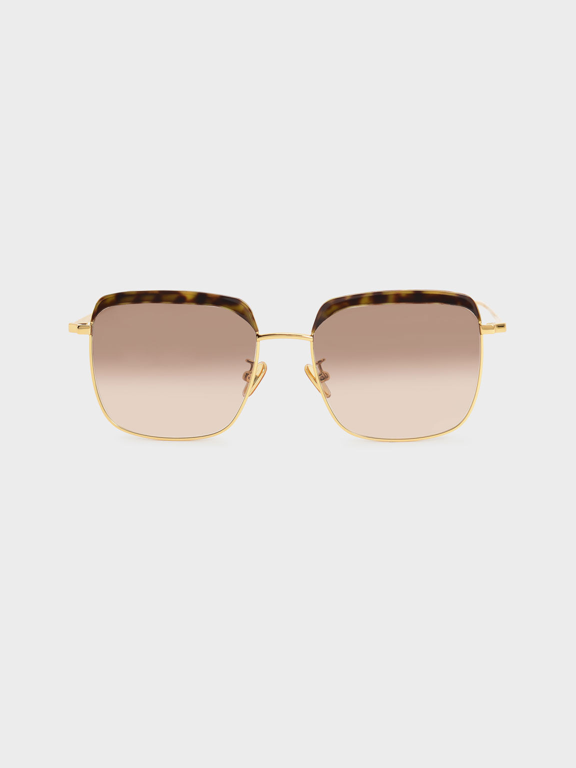 Thin Metal Frame Square Tortoiseshell Sunglasses | CHARLES &amp; KEITH | Charles & Keith US