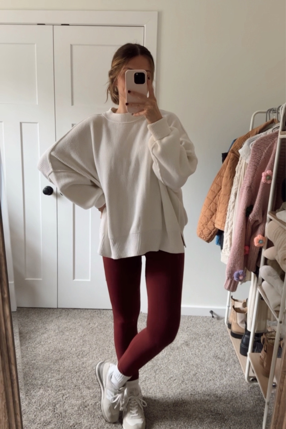 xs in oversized sweater, one of my favorites
leggings tts

Fall outfit
Postpartum

#LTKSeasonal