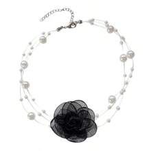 French Romantic Black And White Choker Flower Pearl Necklace Female Summer Clavicle Chain Fairy C... | SHEIN