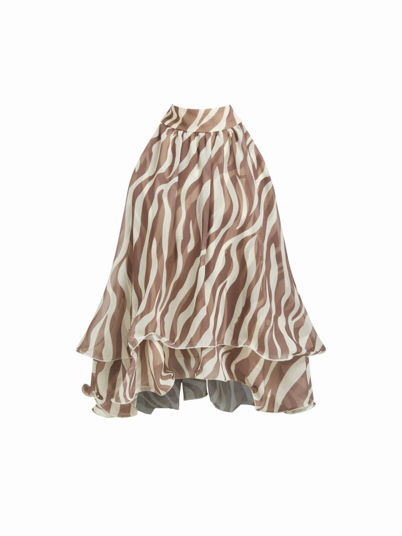 Halter Neckline Knotted Layered Ruffle Hem Blouse | Cider