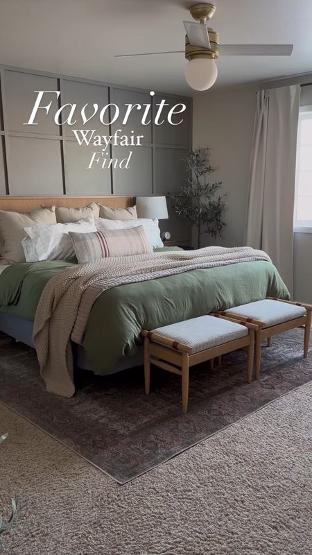 Amber Lewis x Loloi Georgie rug in moss/salmon 64% off! 8'4" x 11'6" for $170!

Hunter Hepburn 44inch fan 25% off today on overstock!

Bedroom decor, woven wood blinds, blinds.com, casaluna throw, neutral bedroom, olive duvet, layered bedding, end of bed ottomans, sour cream curtains, target finds, amber Lewis Loloi, hunter hepburn brass and white fan

#LTKstyletip #LTKsalealert #LTKhome