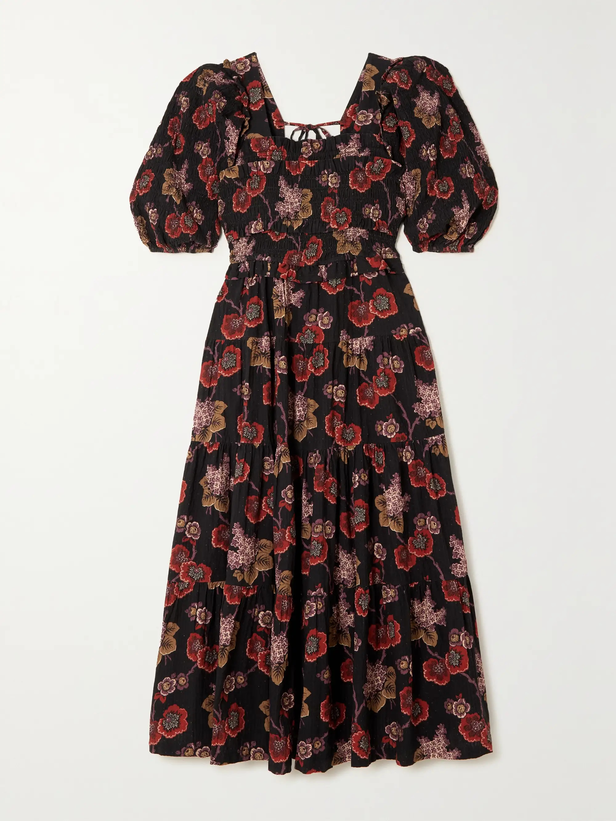 Lucinda tiered smocked floral-print cotton midi dress | NET-A-PORTER (US)