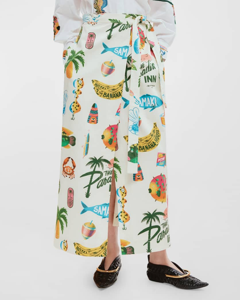 x Alan Berry Rhys Samaki Maxi Wrap Skirt | Neiman Marcus