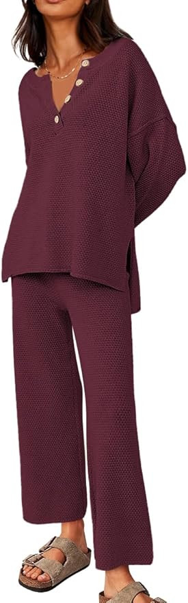 LILLUSORY Women's 2 Piece Trendy Outfits Oversized Slouchy Matching Sets Cozy Knit Tracksuit Sets | Amazon (US)