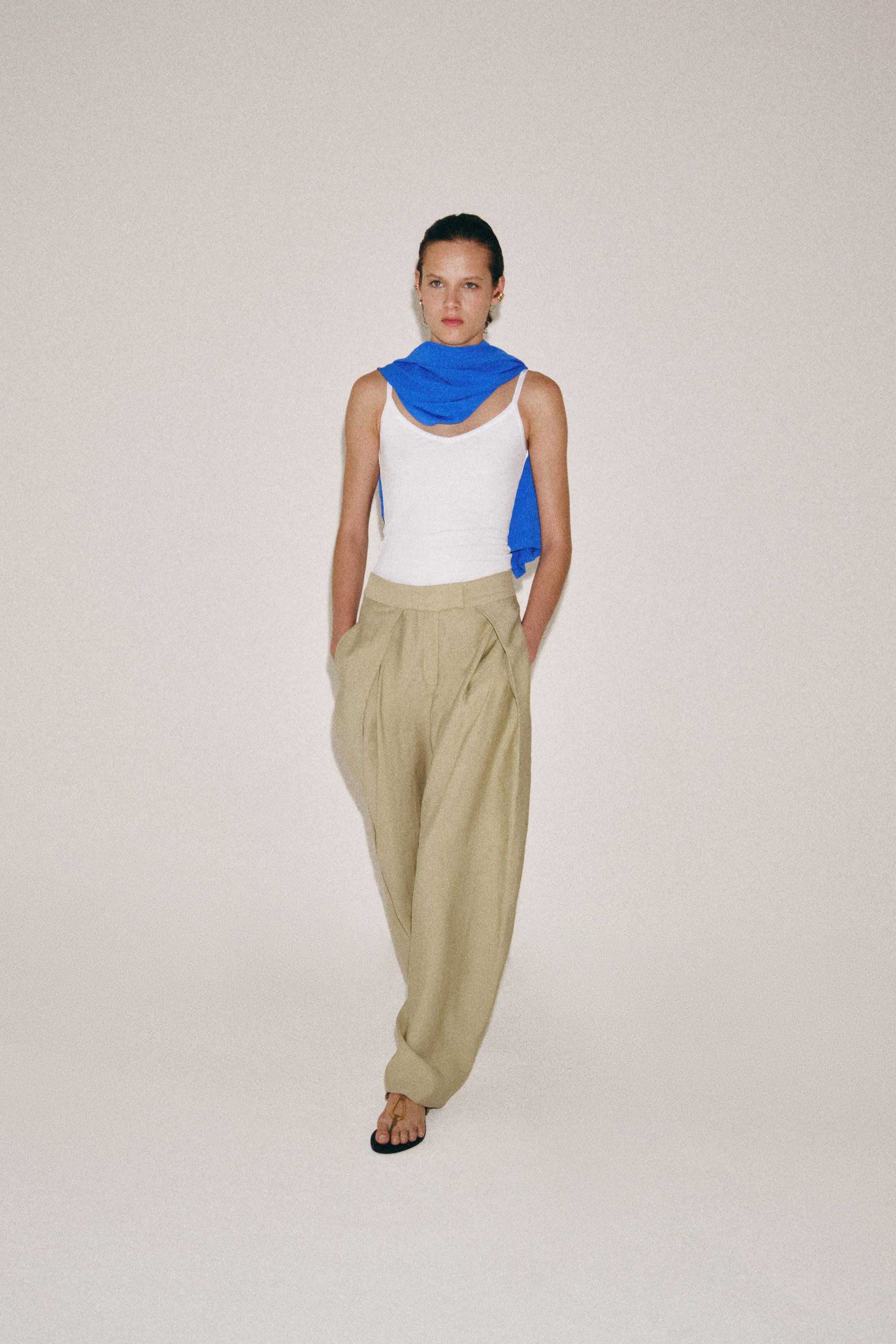 ZW COLLECTION PLEATED WIDE LEG PANTS | Zara US
