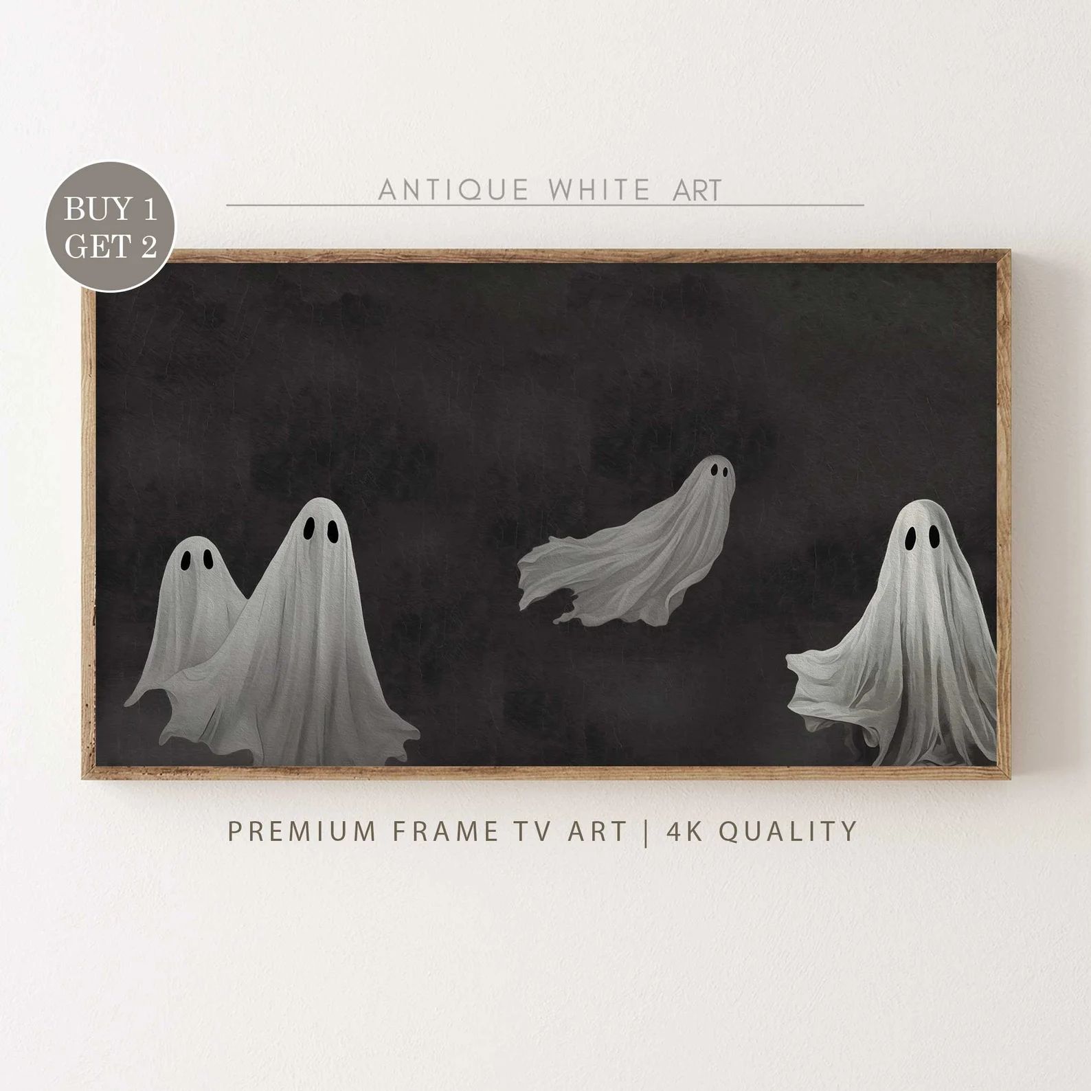 Halloween Frame TV Art, Frame TV Art File, Ghost Art, Halloween Ghost Decor, Neutral Halloween, S... | Etsy (US)