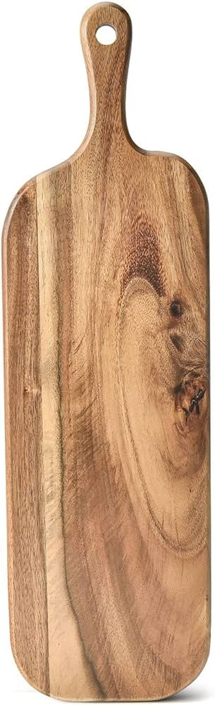 BILL.F Acacia Wood Cutting Board with Handle Small Size Long Wooden Charcuterie Board Paddle Chee... | Amazon (US)