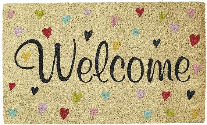 DII Natural Coir Doormat, Welcome Mat, Welcome Hearts, 18X30" | Amazon (US)